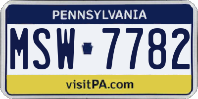 PA license plate MSW7782