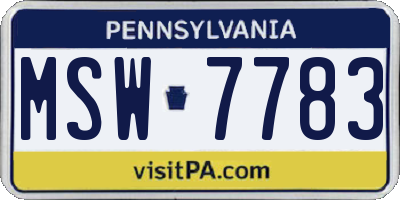 PA license plate MSW7783