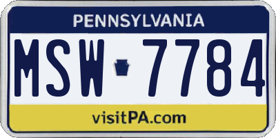 PA license plate MSW7784