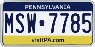 PA license plate MSW7785