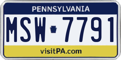 PA license plate MSW7791