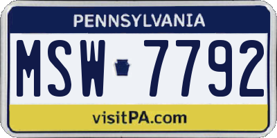 PA license plate MSW7792