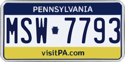 PA license plate MSW7793