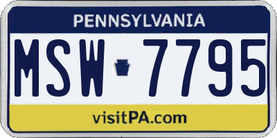 PA license plate MSW7795