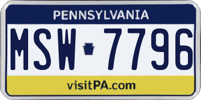 PA license plate MSW7796