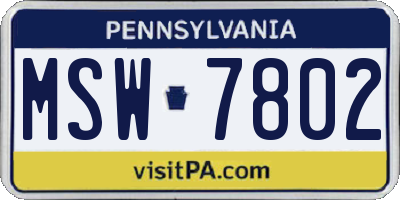 PA license plate MSW7802