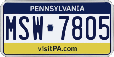 PA license plate MSW7805