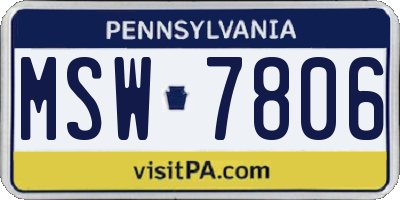 PA license plate MSW7806