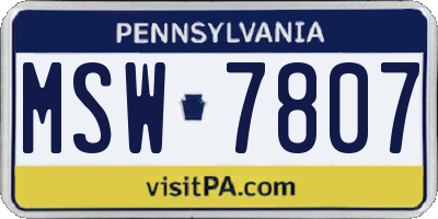 PA license plate MSW7807