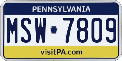 PA license plate MSW7809