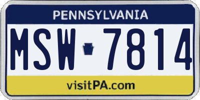 PA license plate MSW7814