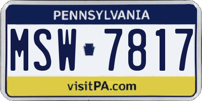 PA license plate MSW7817