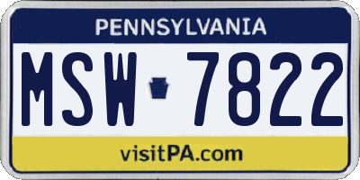 PA license plate MSW7822