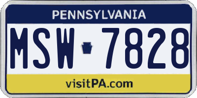PA license plate MSW7828