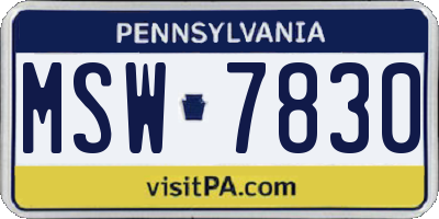 PA license plate MSW7830