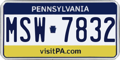PA license plate MSW7832
