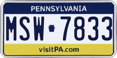 PA license plate MSW7833