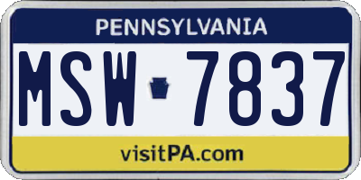 PA license plate MSW7837