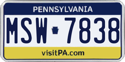 PA license plate MSW7838