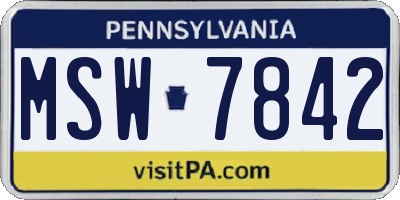 PA license plate MSW7842