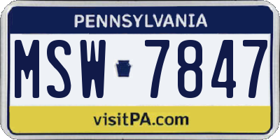 PA license plate MSW7847