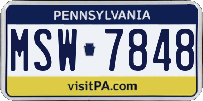 PA license plate MSW7848
