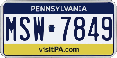 PA license plate MSW7849