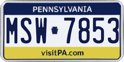 PA license plate MSW7853