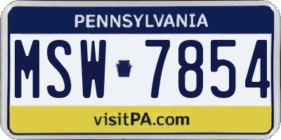 PA license plate MSW7854