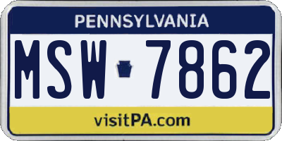 PA license plate MSW7862