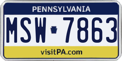 PA license plate MSW7863