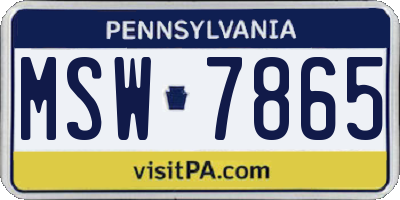 PA license plate MSW7865