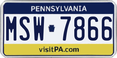 PA license plate MSW7866