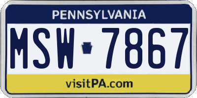 PA license plate MSW7867
