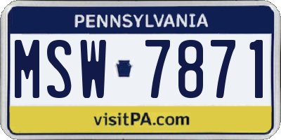 PA license plate MSW7871