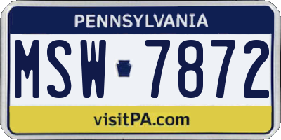 PA license plate MSW7872