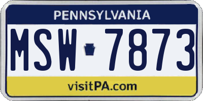 PA license plate MSW7873