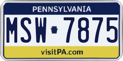 PA license plate MSW7875