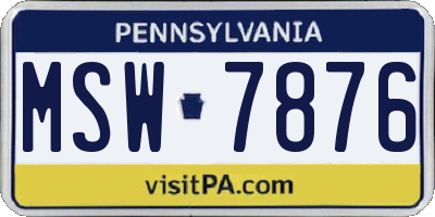 PA license plate MSW7876
