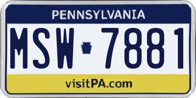 PA license plate MSW7881