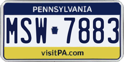 PA license plate MSW7883
