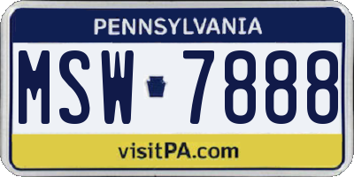 PA license plate MSW7888