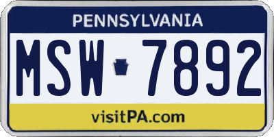 PA license plate MSW7892