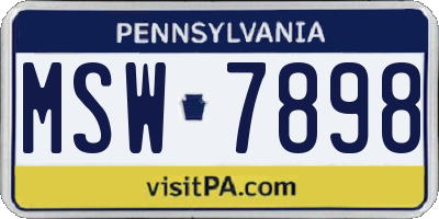 PA license plate MSW7898