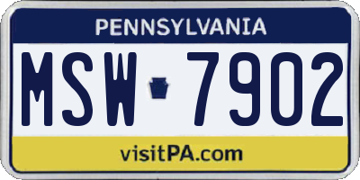 PA license plate MSW7902