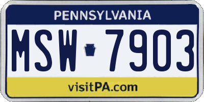 PA license plate MSW7903