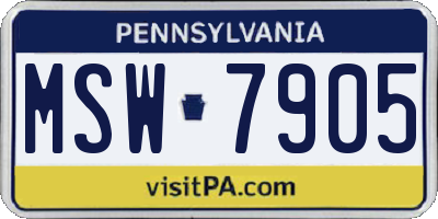 PA license plate MSW7905