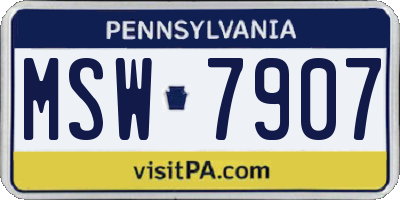 PA license plate MSW7907