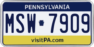 PA license plate MSW7909