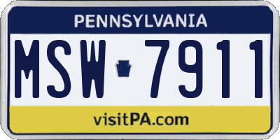 PA license plate MSW7911